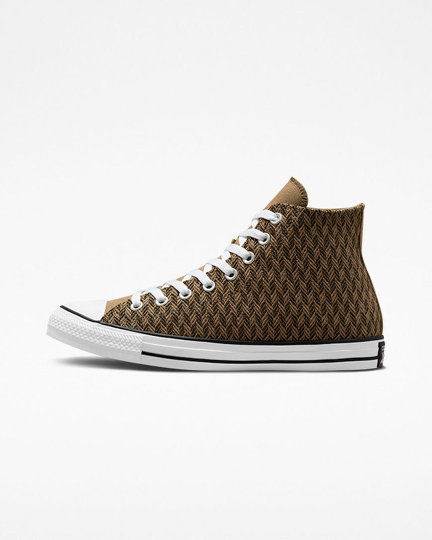 Tenis Converse Chuck Taylor All Star Herringbone Cano Alto Masculino Marrom Branco | PT M0175P4